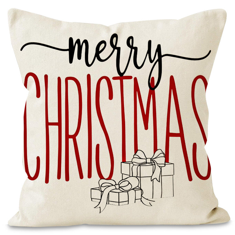 Christmas hat pillowcase linen Christmas tree letter print pillowcase holiday